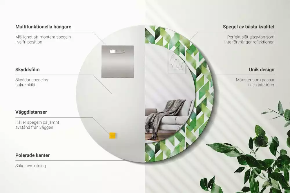 Lustro z drukowaną ramką w motyw jodełki