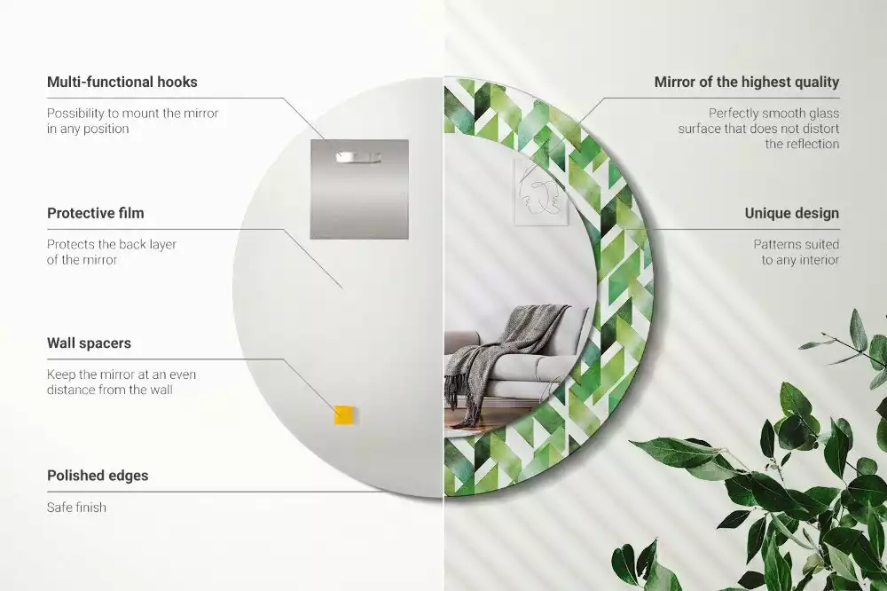 Lustro z drukowaną ramką w motyw jodełki