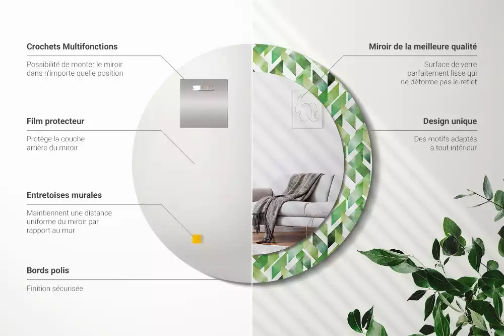 Lustro z drukowaną ramką w motyw jodełki