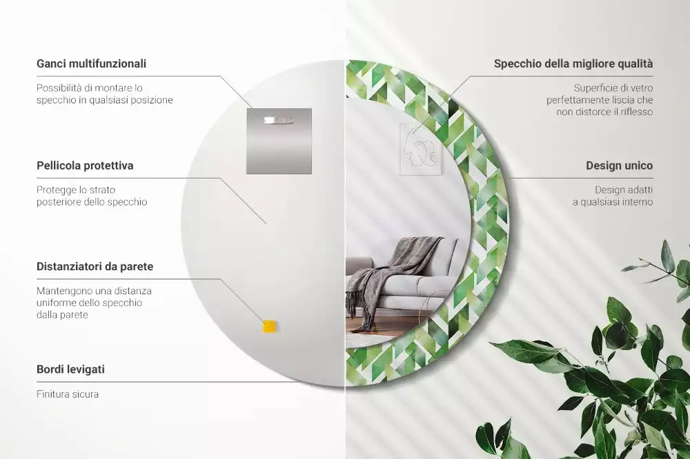 Lustro z drukowaną ramką w motyw jodełki