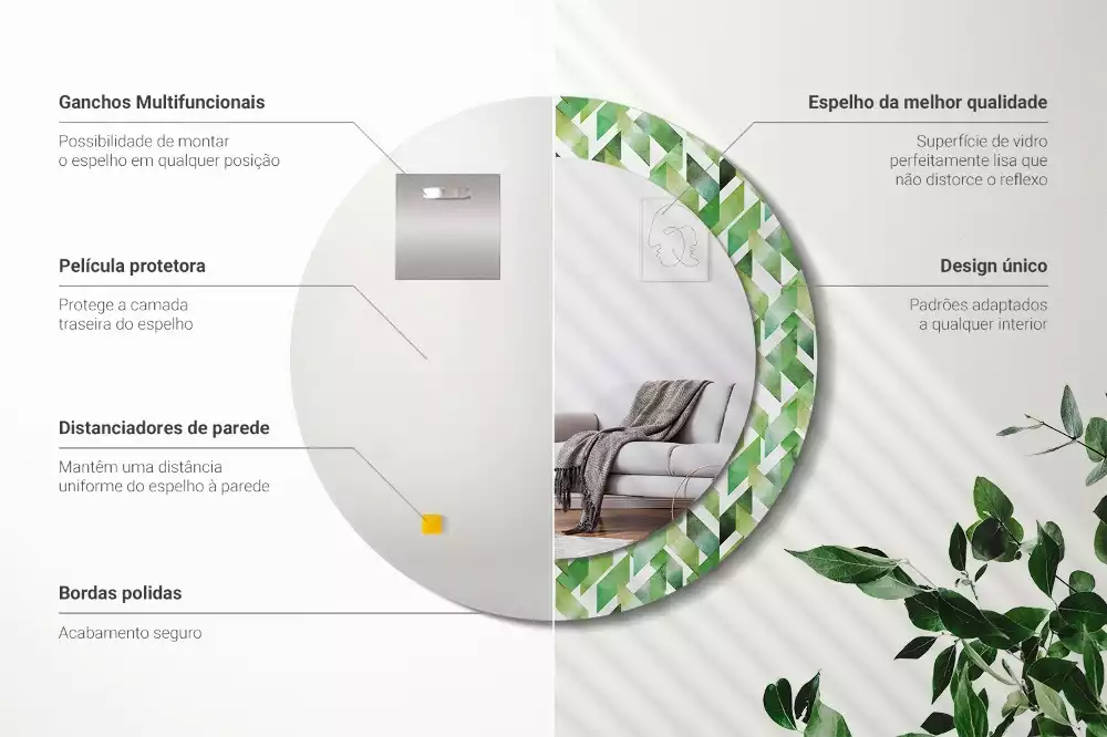 Lustro z drukowaną ramką w motyw jodełki