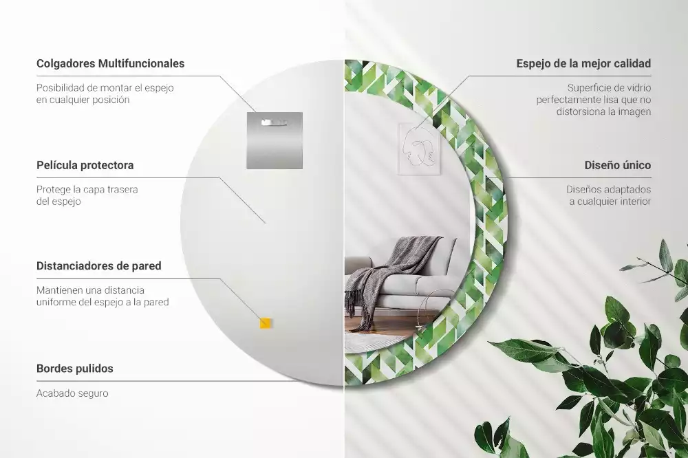 Lustro z drukowaną ramką w motyw jodełki