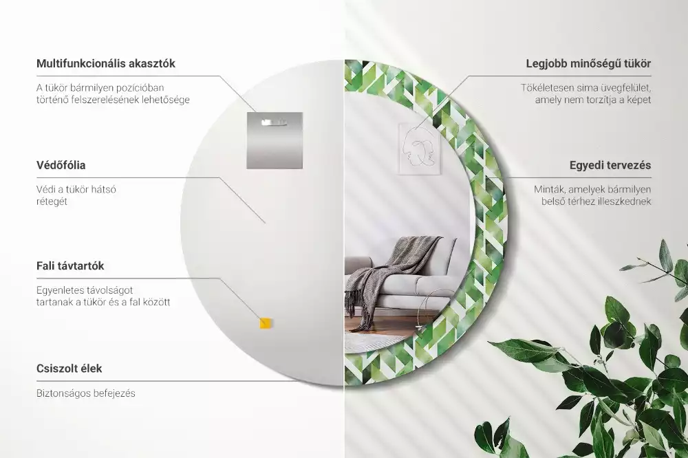 Lustro z drukowaną ramką w motyw jodełki