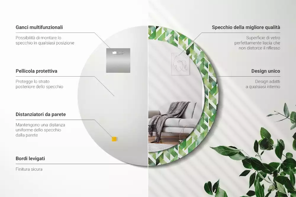 Lustro z drukowaną ramką w motyw jodełki