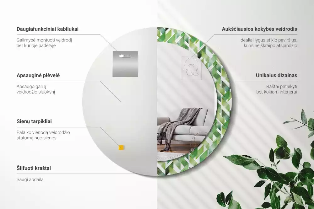 Lustro z drukowaną ramką w motyw jodełki