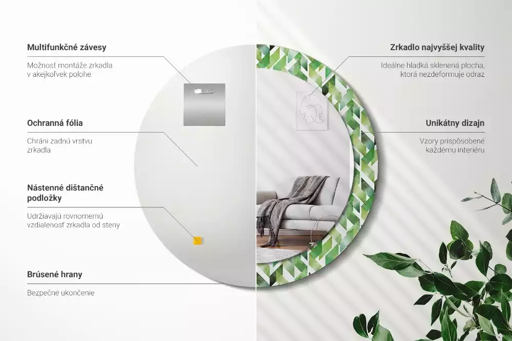 Lustro z drukowaną ramką w motyw jodełki