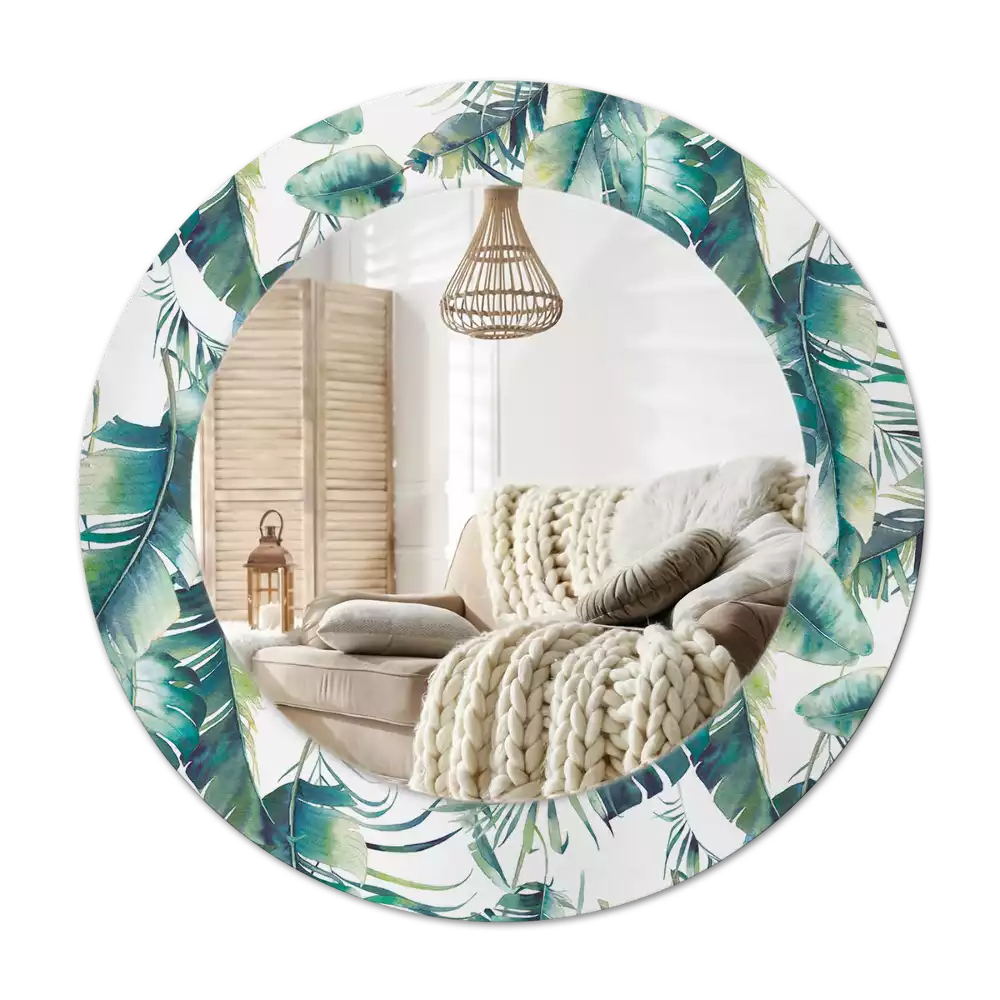 Lustro z drukowaną ramką w motywie liści