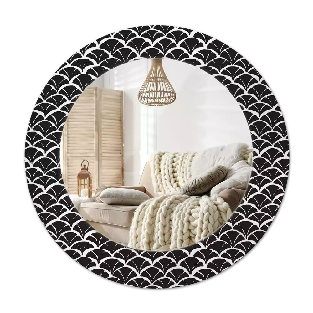 Lustro w ramie z nadrukiem przedstawiającym orientalne łuski