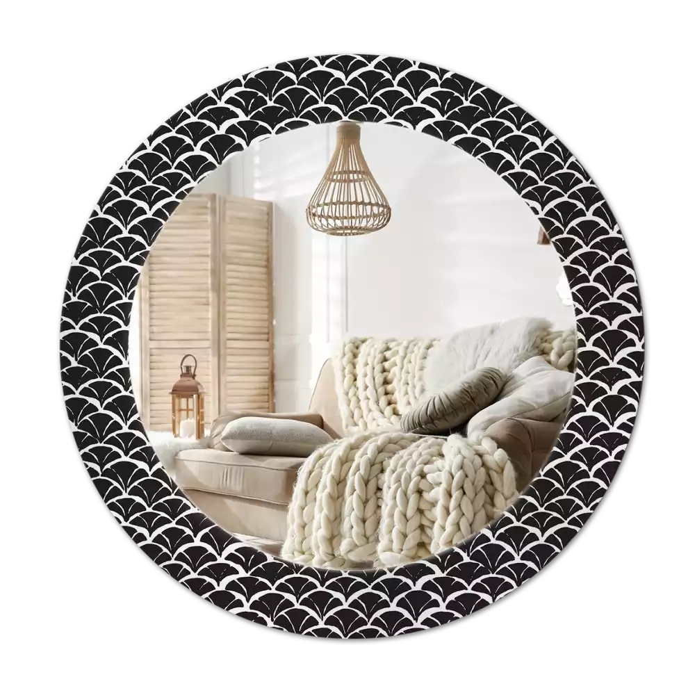 Lustro w ramie z nadrukiem przedstawiającym orientalne łuski