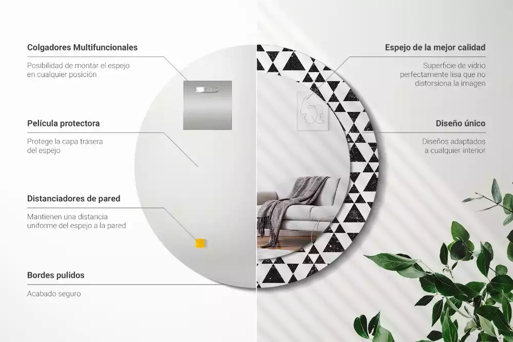 Lustro ścienne dekoracyjne okrągłe Trójkąty geometria