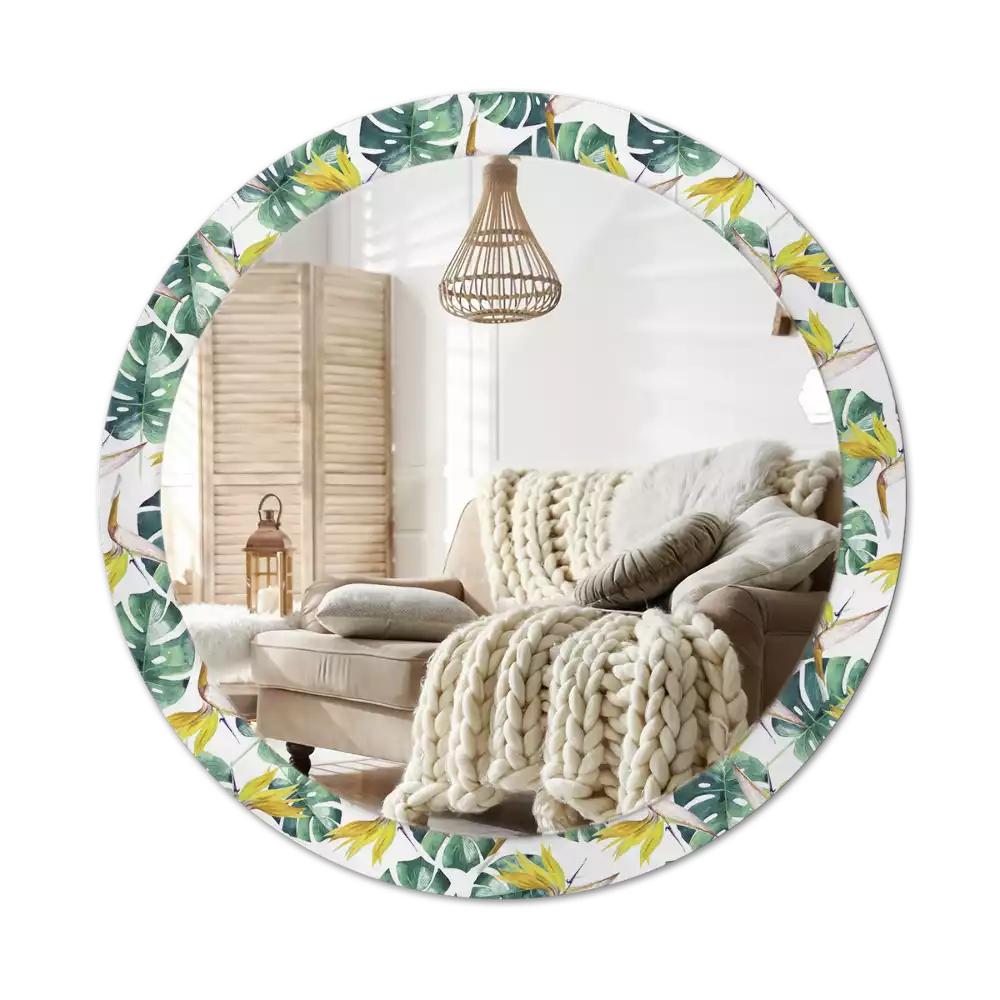 Lustro ścienne dekoracyjne o motywie liści tropikalnych