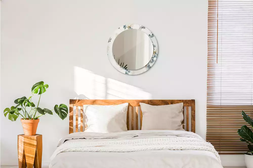 Lustro z drukowaną ramką z motywem chińskich ptaków