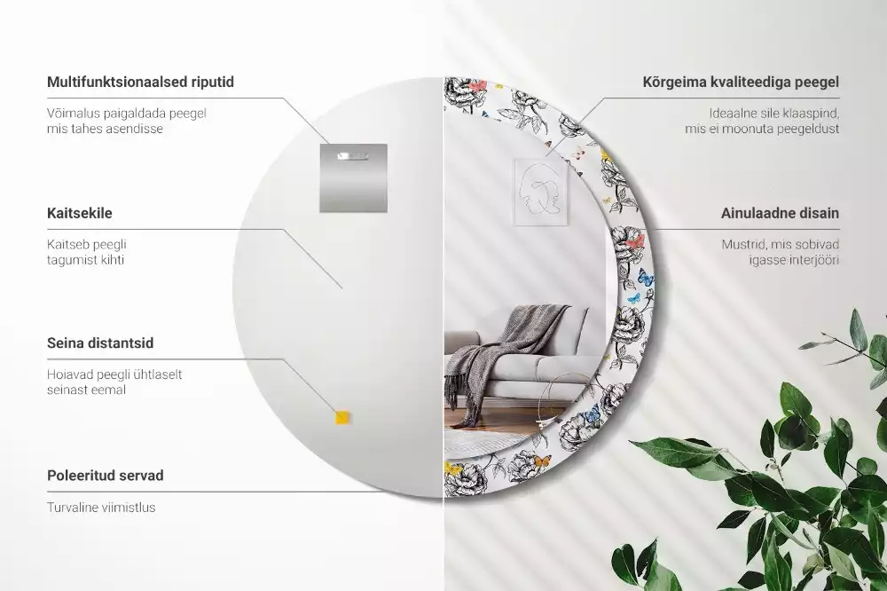 Lustro ścienne dekoracyjne z motywem kolorowych motyli