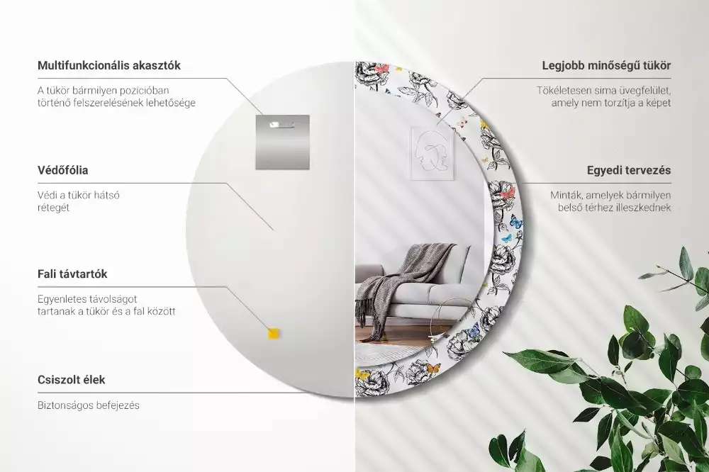 Lustro ścienne dekoracyjne z motywem kolorowych motyli