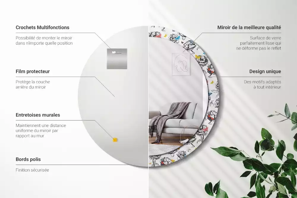 Lustro ścienne dekoracyjne z motywem kolorowych motyli