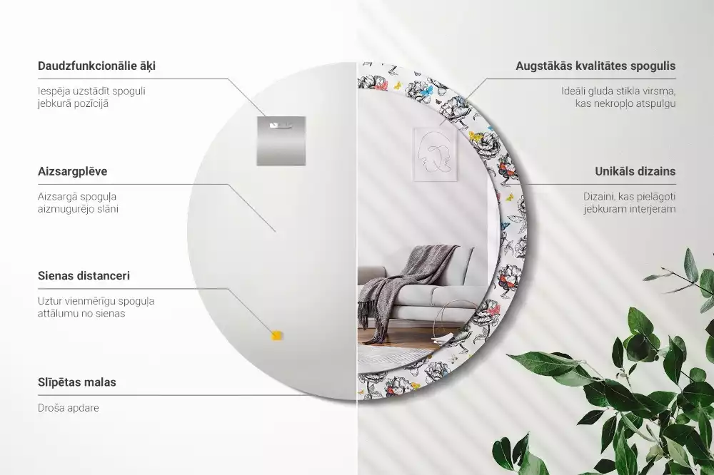 Lustro ścienne dekoracyjne z motywem kolorowych motyli