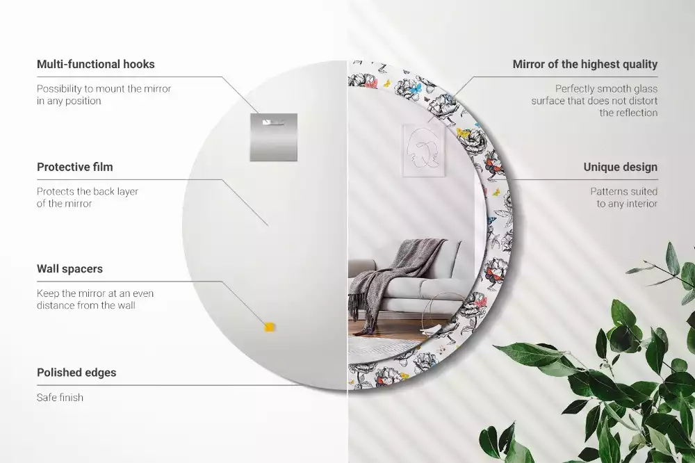 Lustro ścienne dekoracyjne z motywem kolorowych motyli