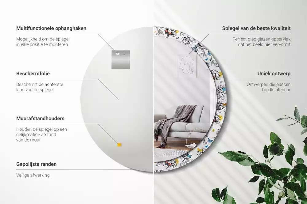 Lustro ścienne dekoracyjne z motywem kolorowych motyli