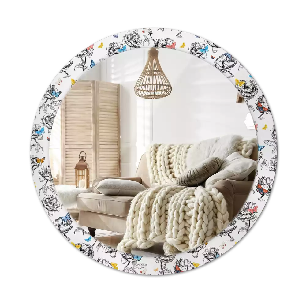 Lustro ścienne dekoracyjne z motywem kolorowych motyli