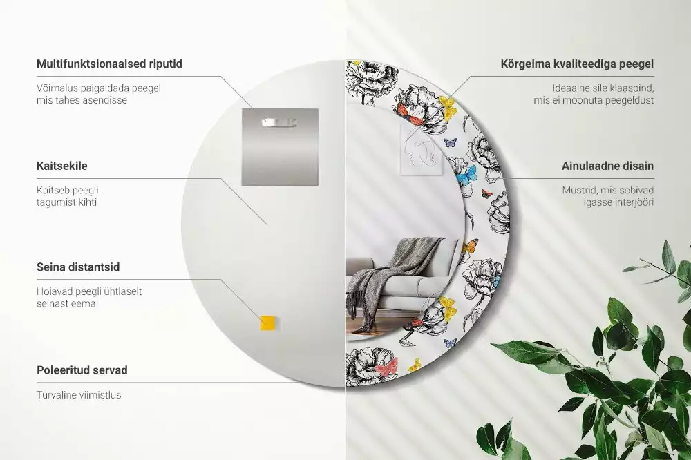 Lustro ścienne dekoracyjne z motywem kolorowych motyli