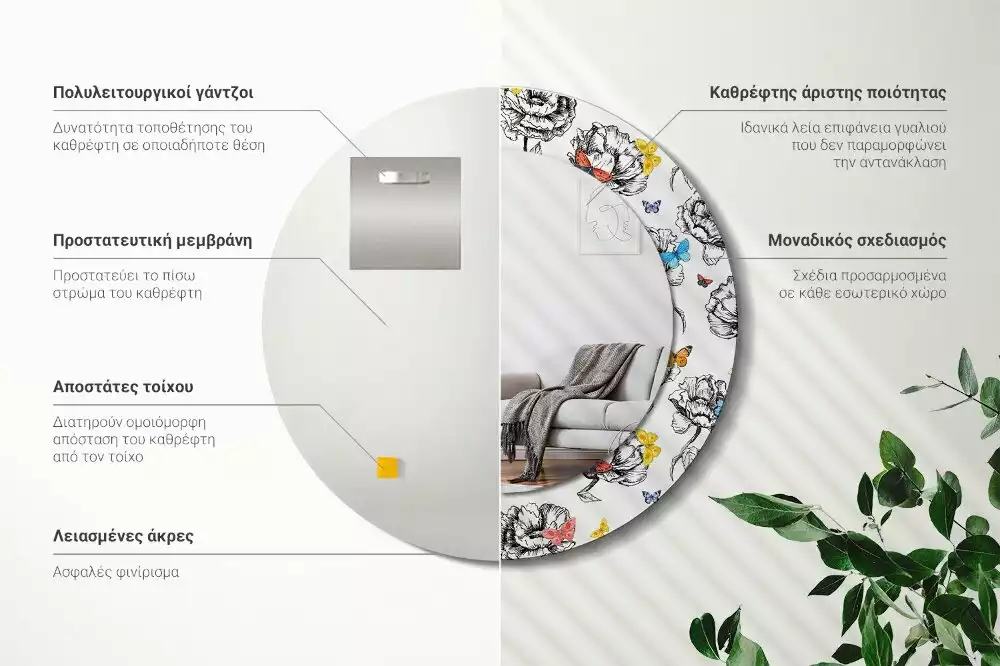 Lustro ścienne dekoracyjne z motywem kolorowych motyli