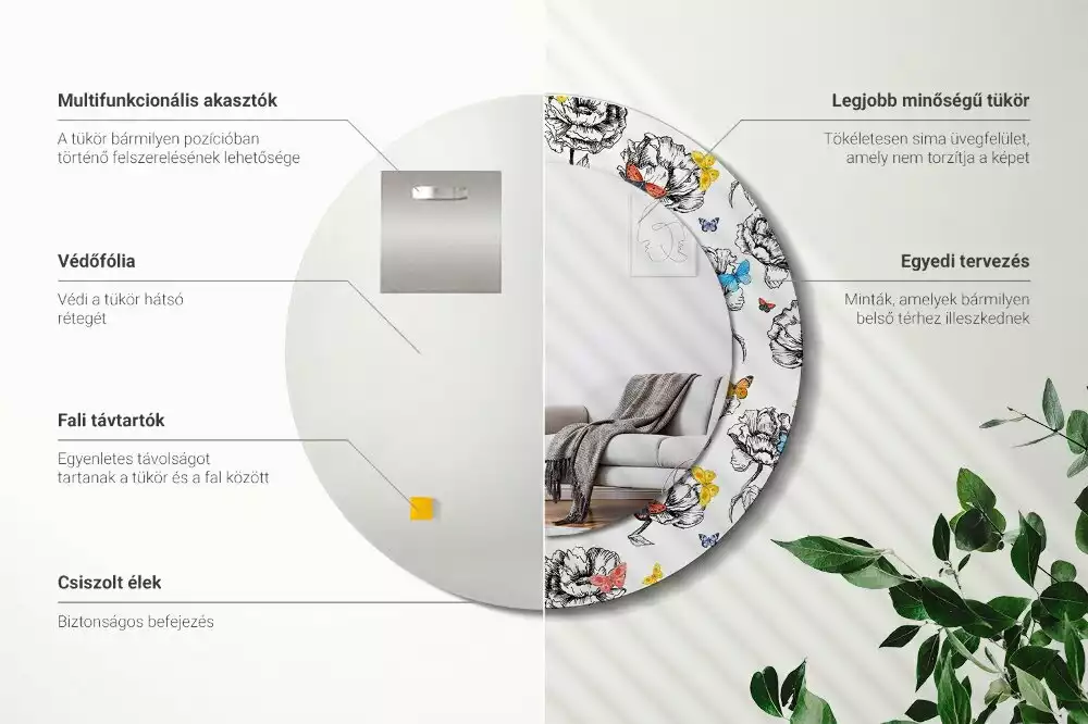 Lustro ścienne dekoracyjne z motywem kolorowych motyli