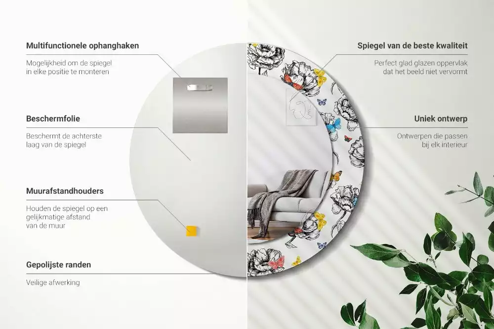 Lustro ścienne dekoracyjne z motywem kolorowych motyli