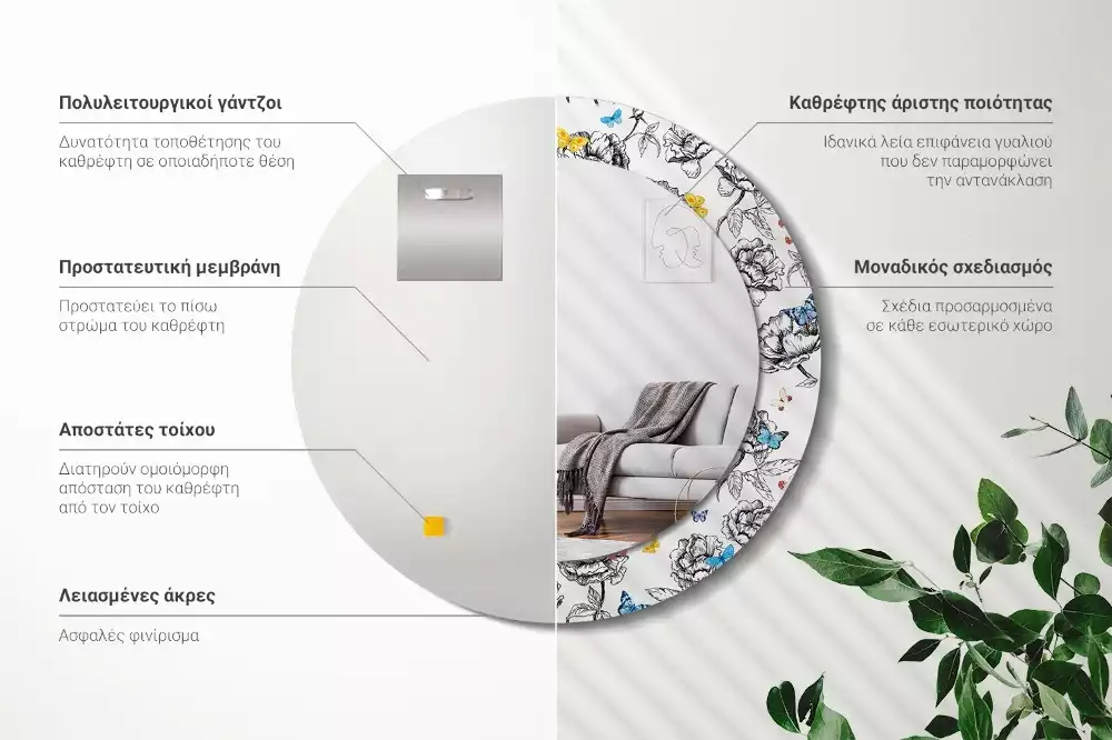 Lustro ścienne dekoracyjne z motywem kolorowych motyli