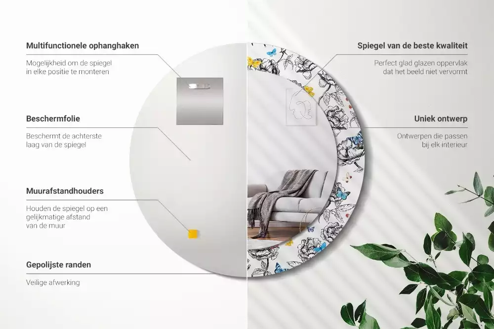 Lustro ścienne dekoracyjne z motywem kolorowych motyli