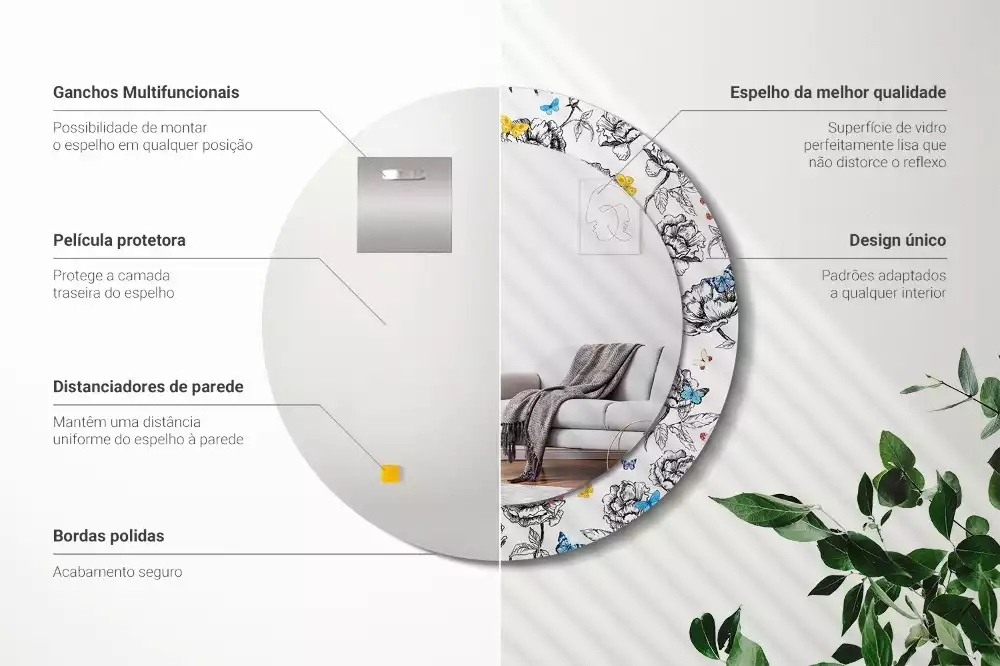 Lustro ścienne dekoracyjne z motywem kolorowych motyli