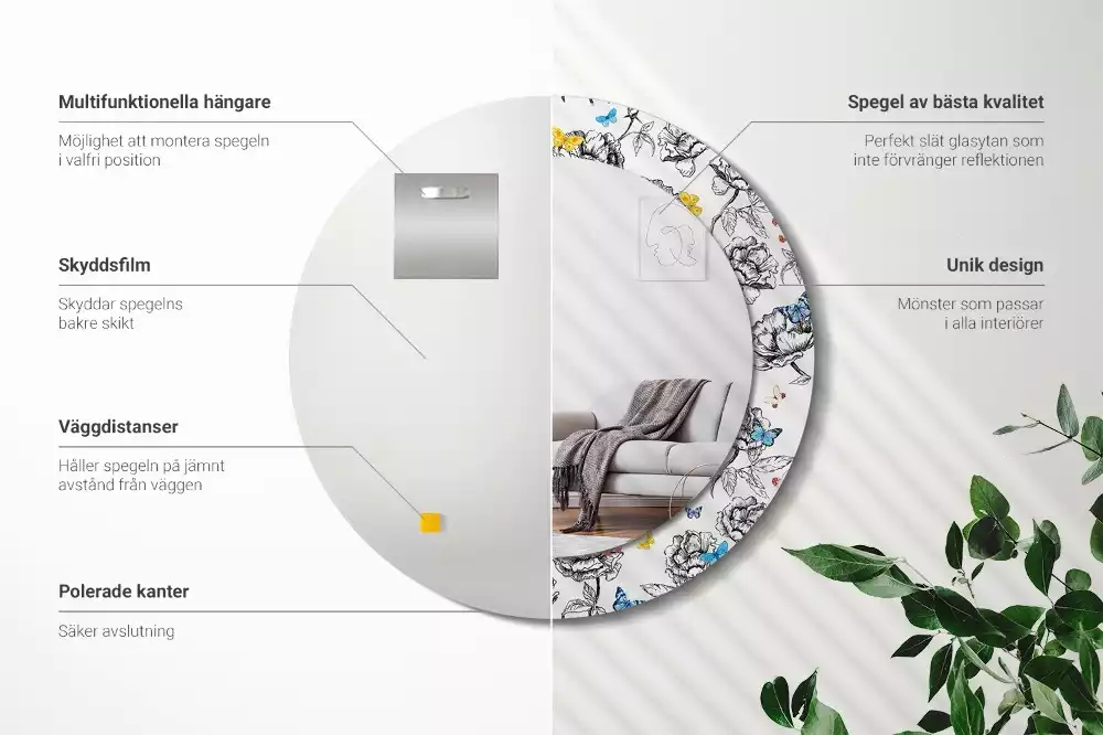 Lustro ścienne dekoracyjne z motywem kolorowych motyli