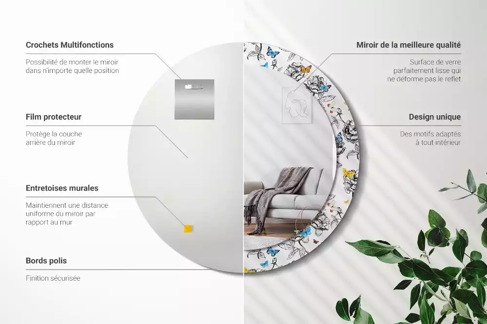 Lustro ścienne dekoracyjne z motywem kolorowych motyli