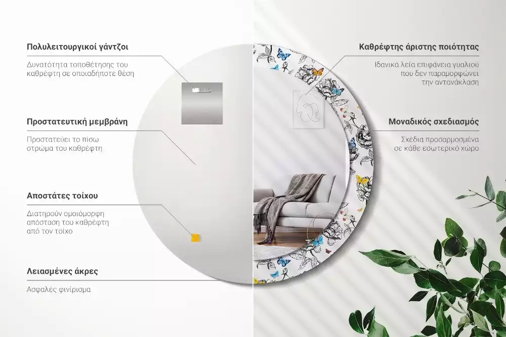 Lustro ścienne dekoracyjne z motywem kolorowych motyli