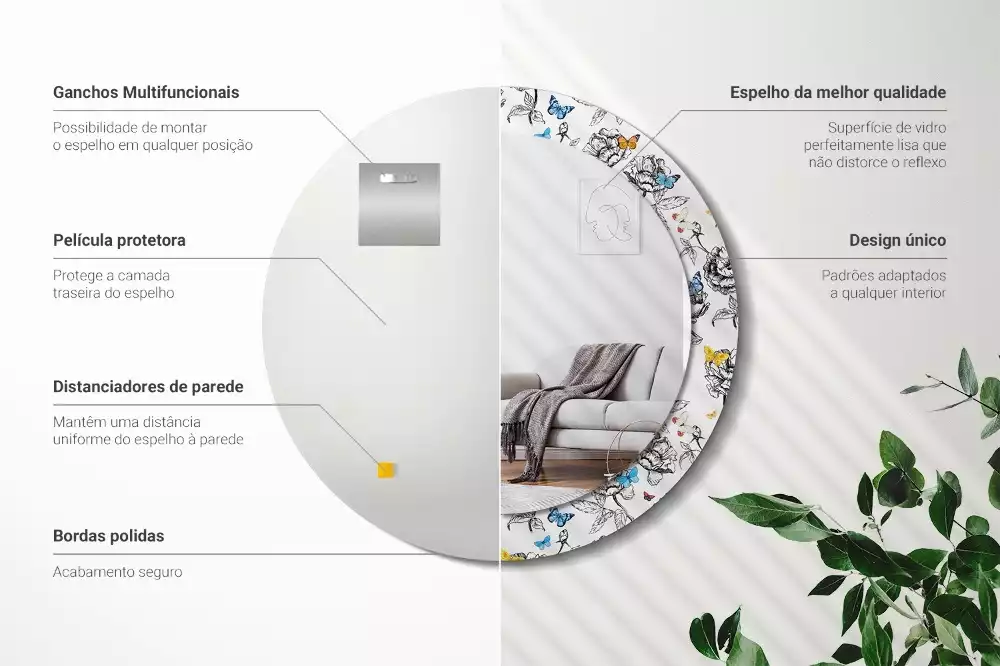 Lustro ścienne dekoracyjne z motywem kolorowych motyli