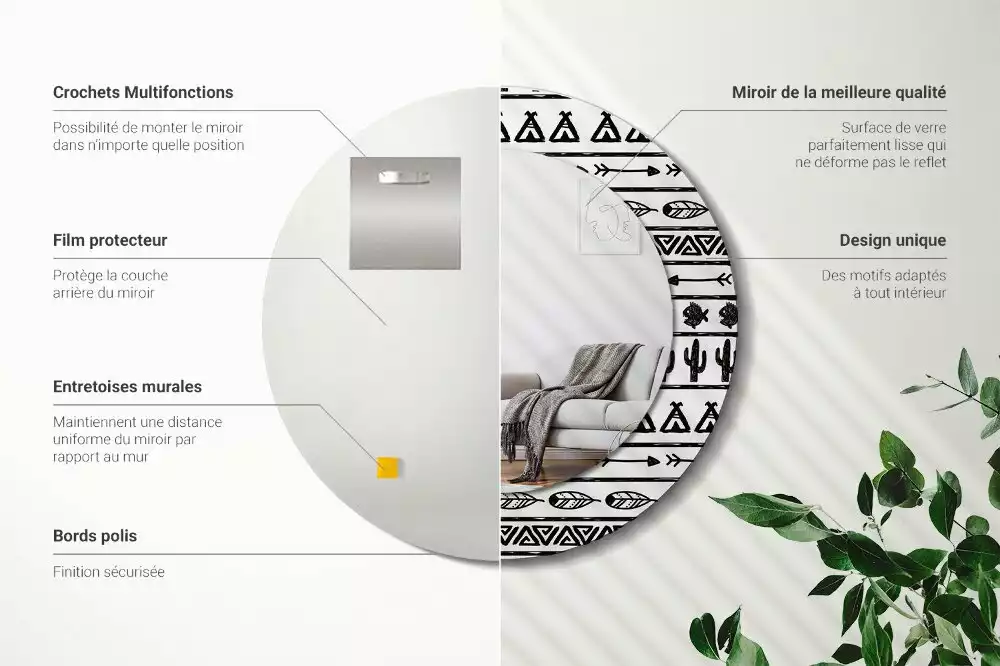 Lustro ścienne dekoracyjne w stylu boho o minimalistycznym wzornictwie