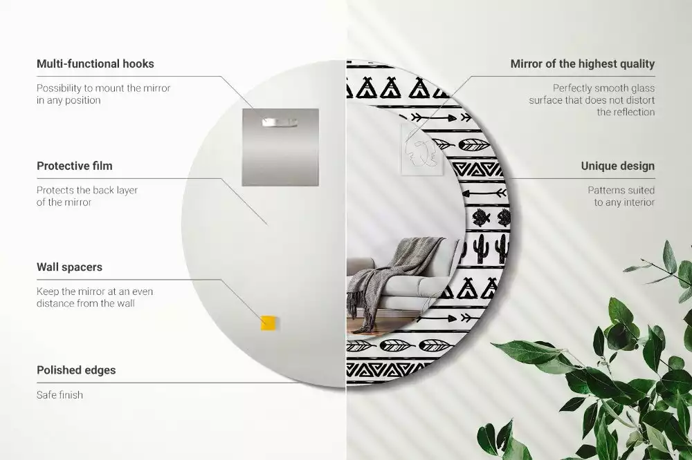 Lustro ścienne dekoracyjne w stylu boho o minimalistycznym wzornictwie