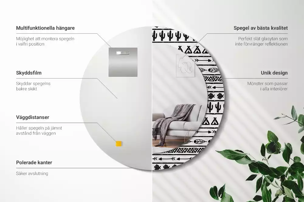 Lustro ścienne dekoracyjne w stylu boho o minimalistycznym wzornictwie