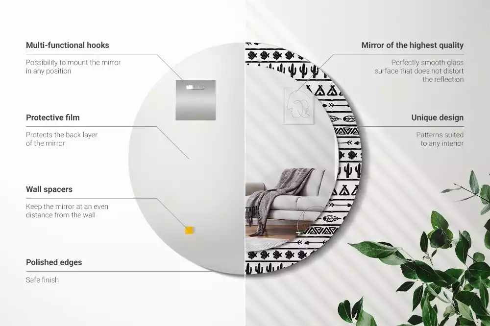 Lustro ścienne dekoracyjne w stylu boho o minimalistycznym wzornictwie