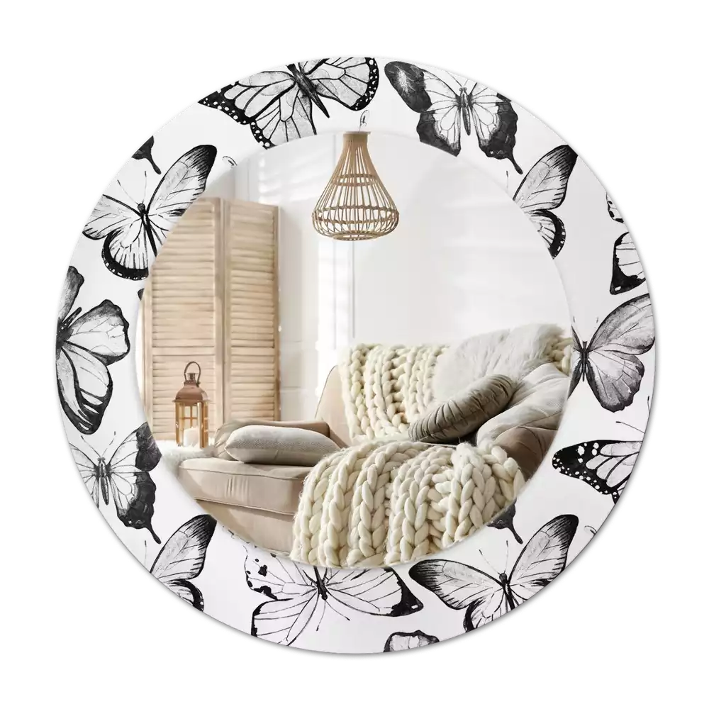 Lustro z drukowaną ramką z motywem motyli