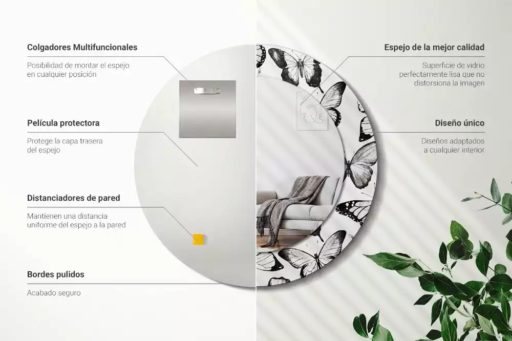 Lustro z drukowaną ramką z motywem motyli