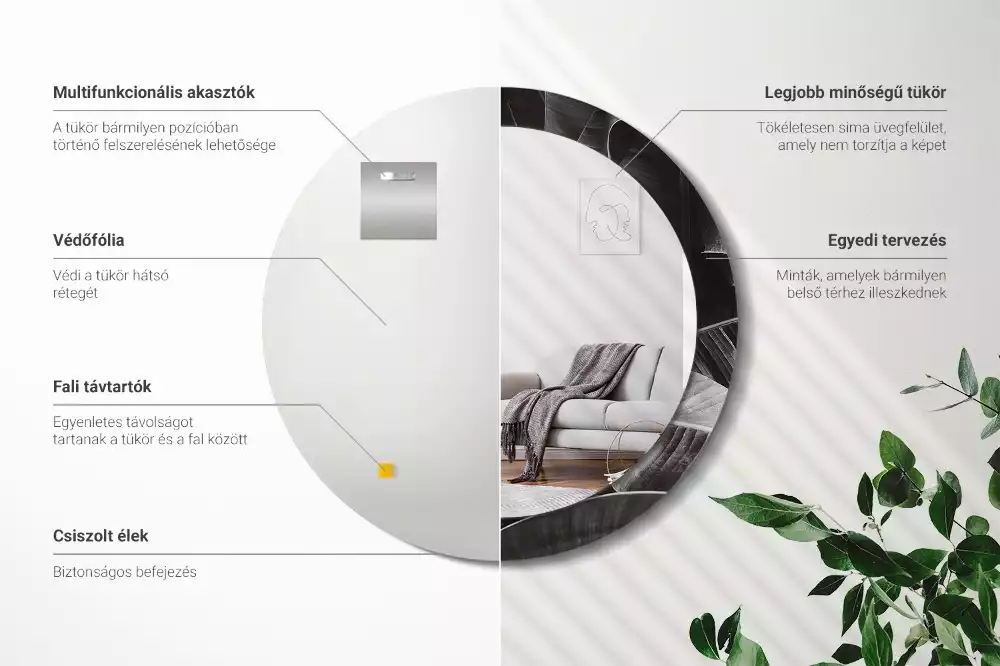 Lustro z drukowaną ramką w motywem tropikalnych palm