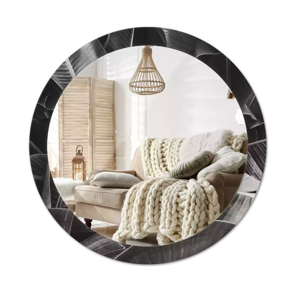 Lustro z drukowaną ramką w motywem tropikalnych palm