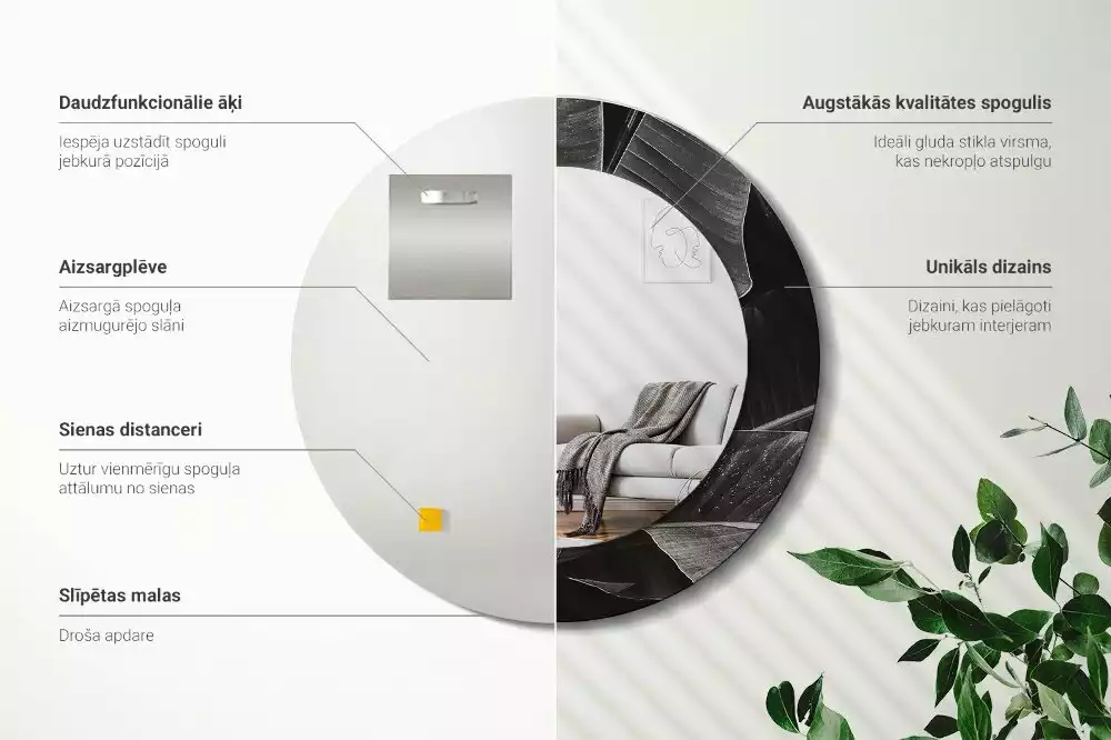 Lustro z drukowaną ramką w motywem tropikalnych palm