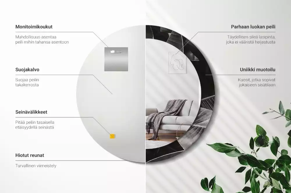 Lustro z drukowaną ramką w motywem tropikalnych palm