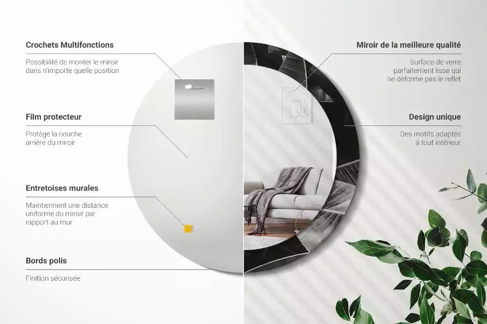 Lustro z drukowaną ramką w motywem tropikalnych palm