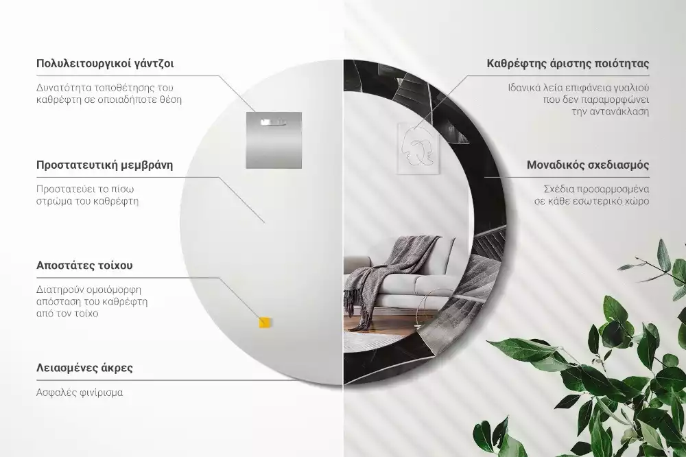 Lustro z drukowaną ramką w motywem tropikalnych palm