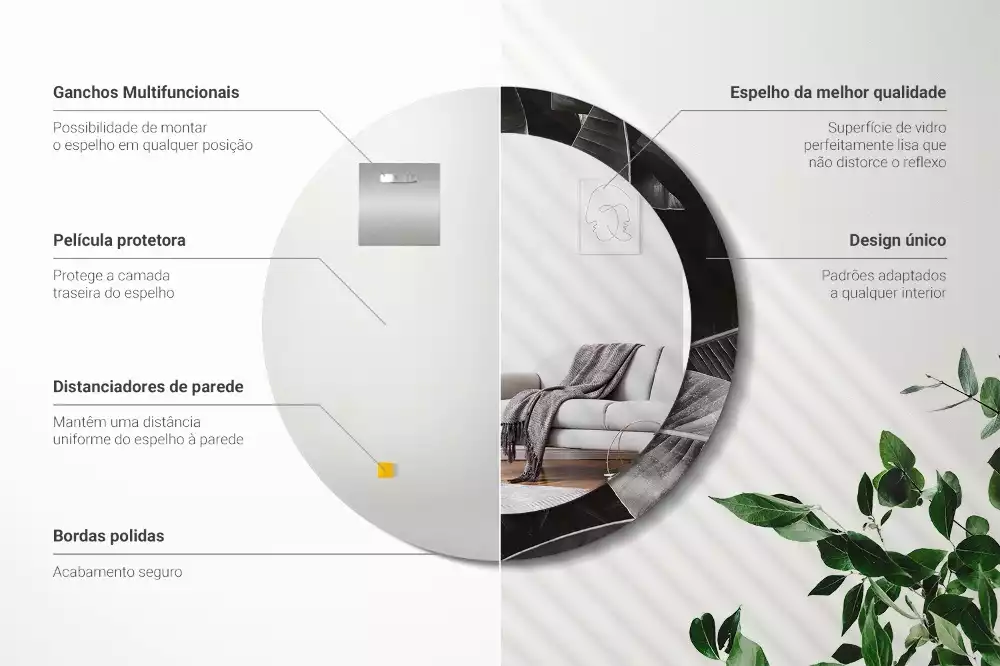 Lustro z drukowaną ramką w motywem tropikalnych palm