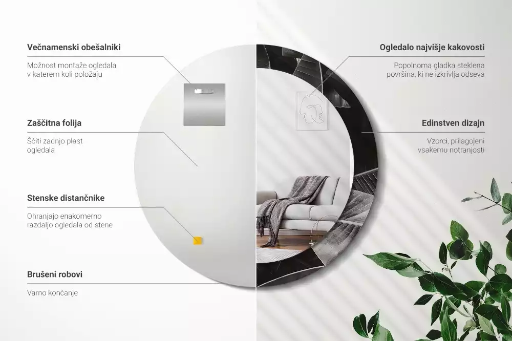 Lustro z drukowaną ramką w motywem tropikalnych palm