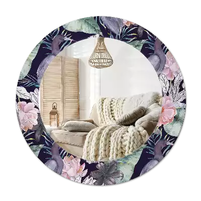 Lustro ramka z nadrukiem okrągłe Czaple ptaki