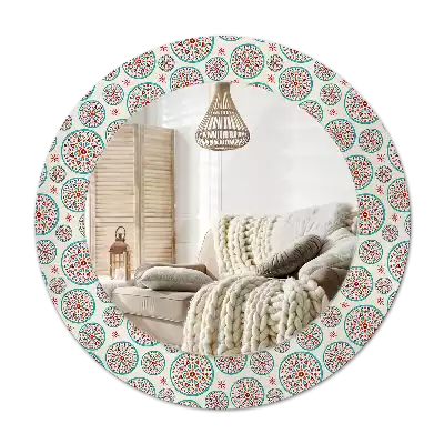 Lustro ścienne dekoracyjne okrągłe Wzór boho